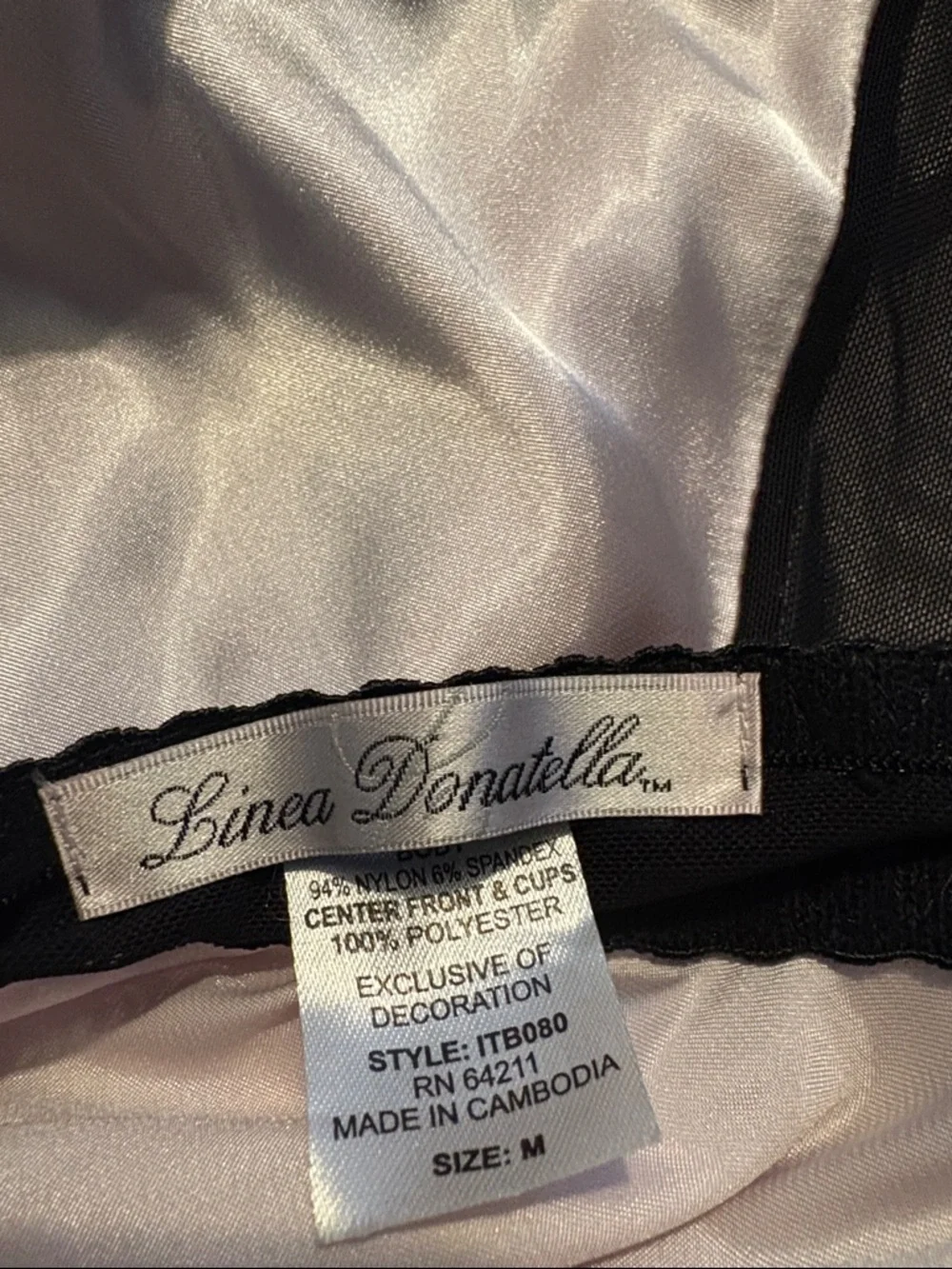 Linea Donatella Medium Satin Lace Chemise Slip Pink and Black